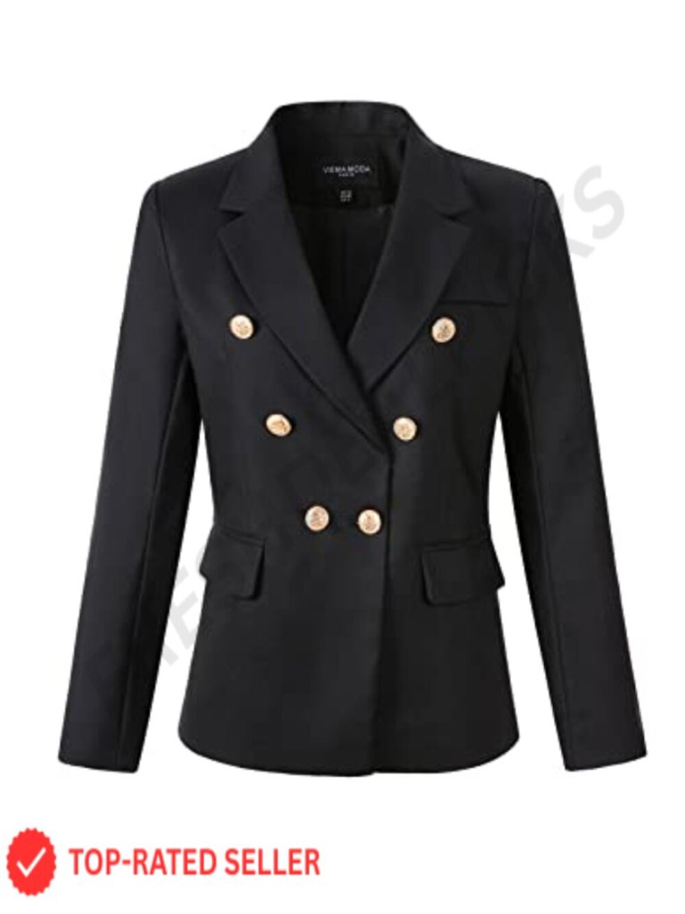 Double Breasted Blazer Tailored Work Suit Jacket Notch Collar